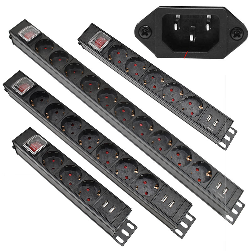 Server Rack Shelf - Удлинитель питания IEC C14 с портом