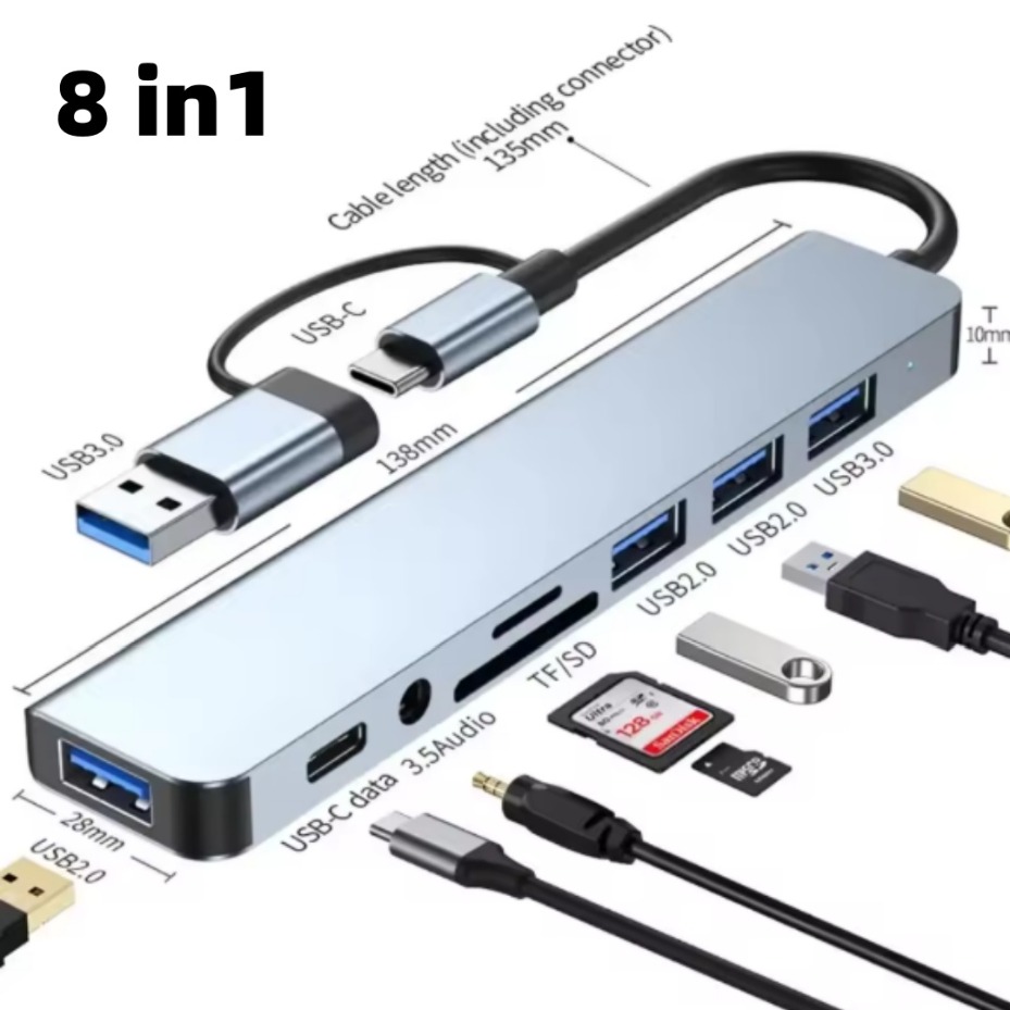 5/7/8-портовый USB-C хаб с 3.0 – обзор и цена Office Xp